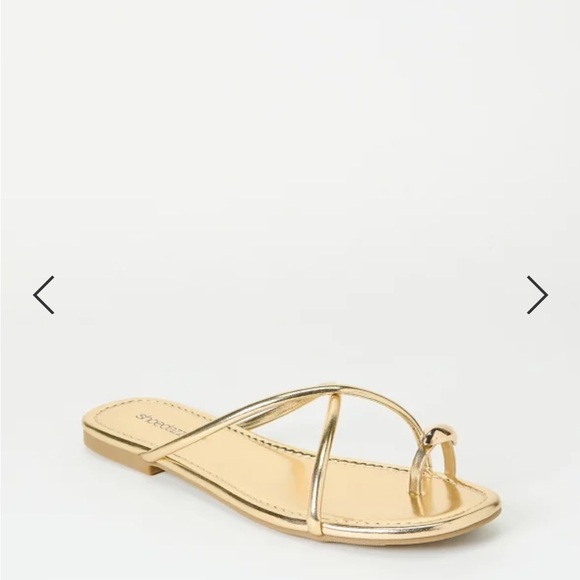 Gold Strappy Sandals flat sandals - Picture 2 of 5